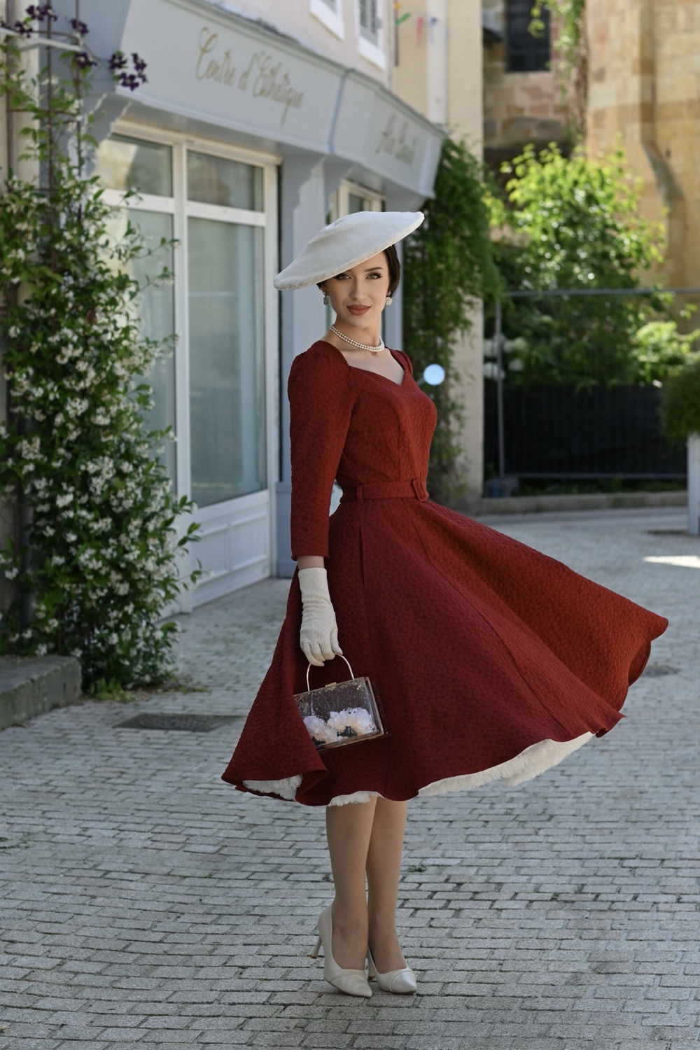 Maple Maroon Floral Swing Dress